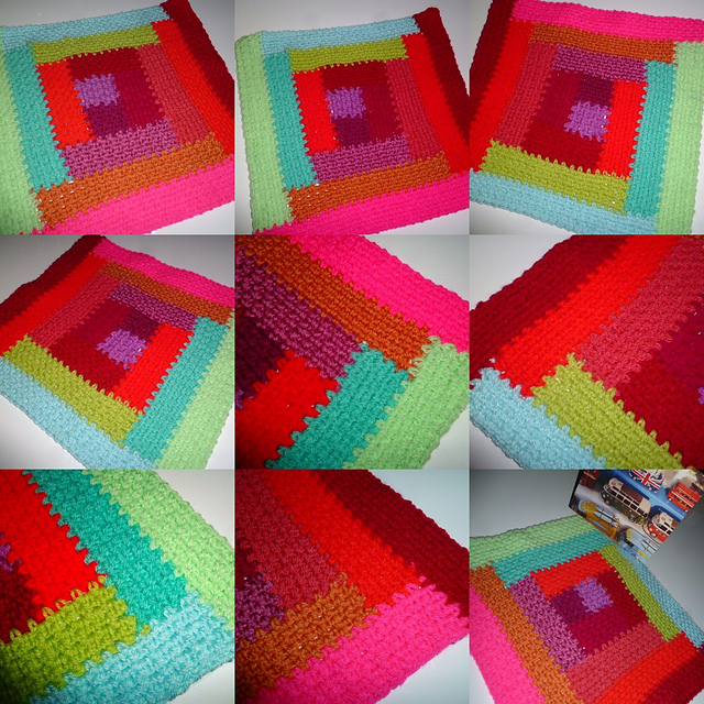 Moss Stitch Log Cabin Block