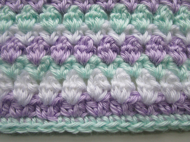 Bobble and V Stripe Crochet Blanket