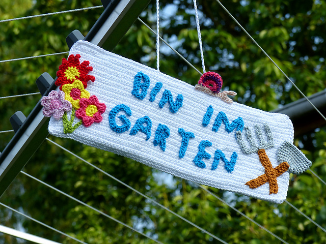 Türschild "Bin im Garten"