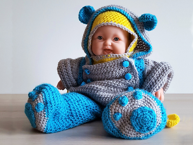 Hat, loop and glooves for 13" doll