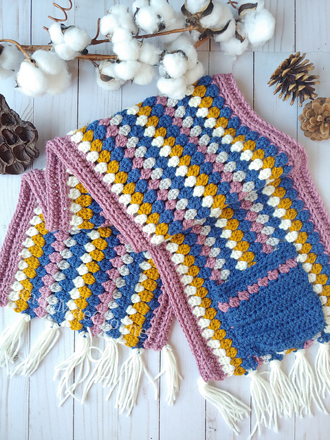 Granny Square Pocket Shawl Crochet Pattern For Shawl With Pockets
