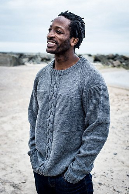 Herresweater med fletning