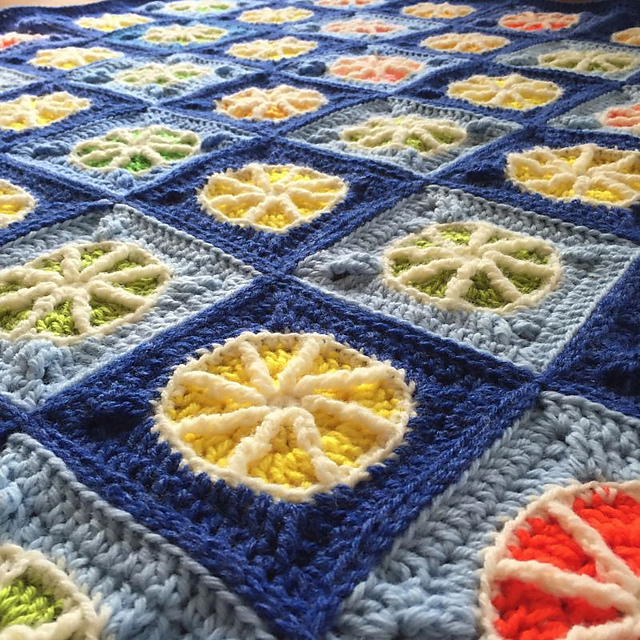 Citrus Slice Granny Square Block