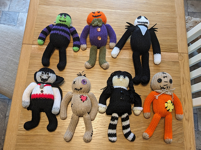 Machine Knitted 7 Spooky characters