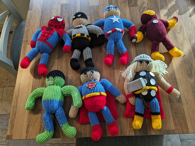 Machine Knitted 7 Super Heroes