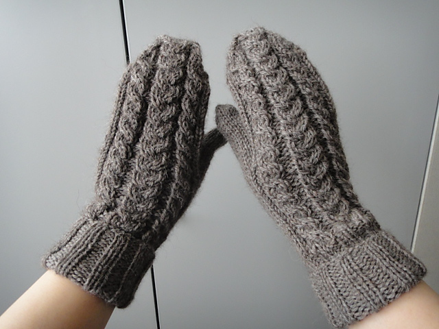 21.Cabled Mittens (ケーブルのミトン)