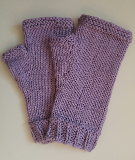 Fingerless Mittens with Ribbed Cuff