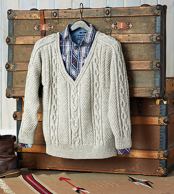 Cabled V-neck Sweater