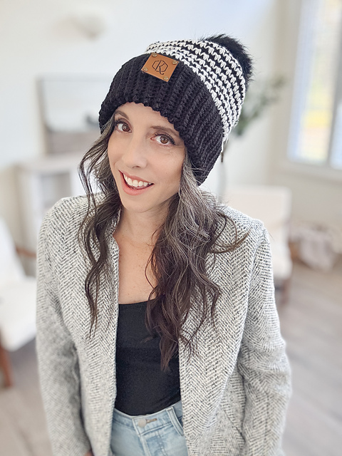 Houndstooth Crochet Beanie