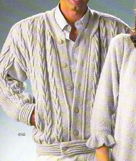 4541 Man's cardigan with cable pattern