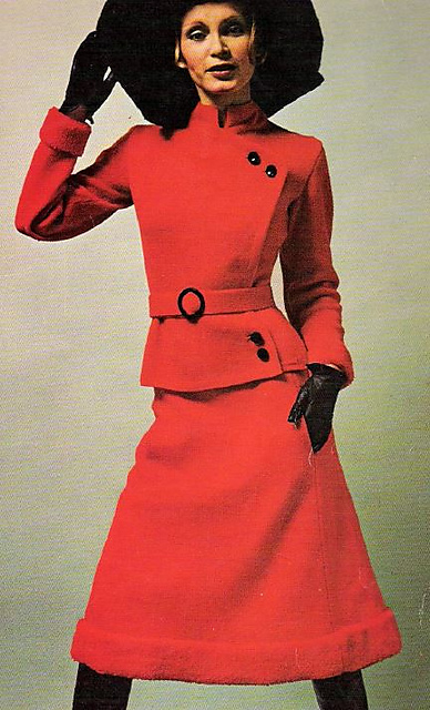 1820 Lady's two-piece suit with pile trimming