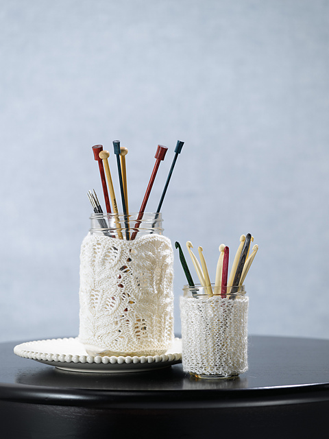 Knit Lace Jar Covers