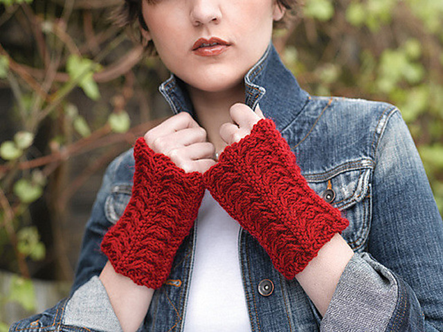 Velvet Curtain Cabled Gauntlets