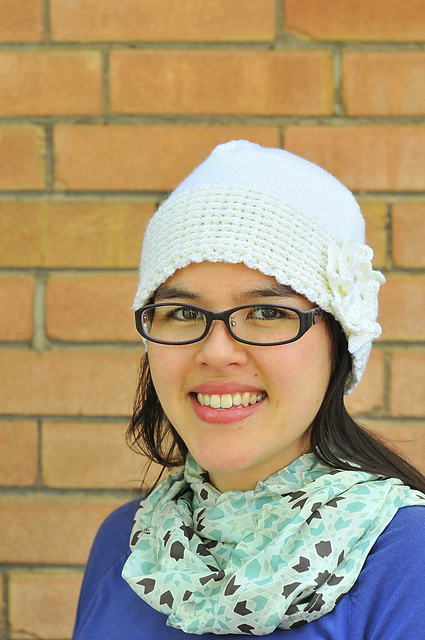 Crochet Banded Hat with Flower