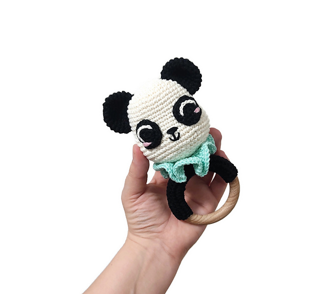 Panda rattle teether