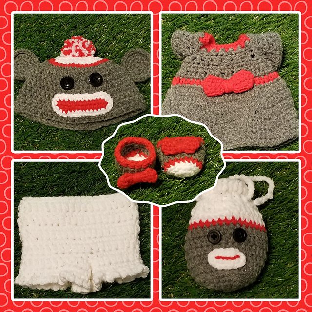 Pookie's Girl Sock Monkey Outfit