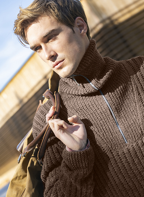 Pull fantaisie homme col camionneur zippe - M6342