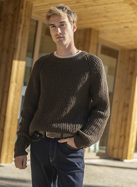 Pull fin raglan cotes perlees homme - M6345