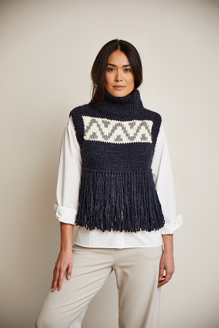 Sur pull jacquard a franges Rubis - M6372