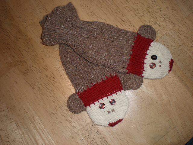 Sock Monkey Mittens