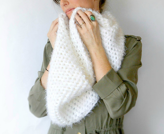 Powdered Sugar Crochet Infinity Scarf