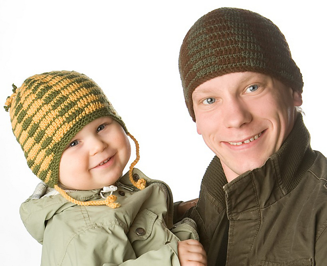 Stripey hat for father and son