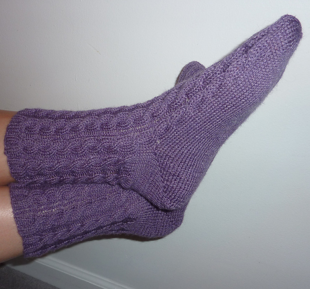 Purple Heather Cabled Socks