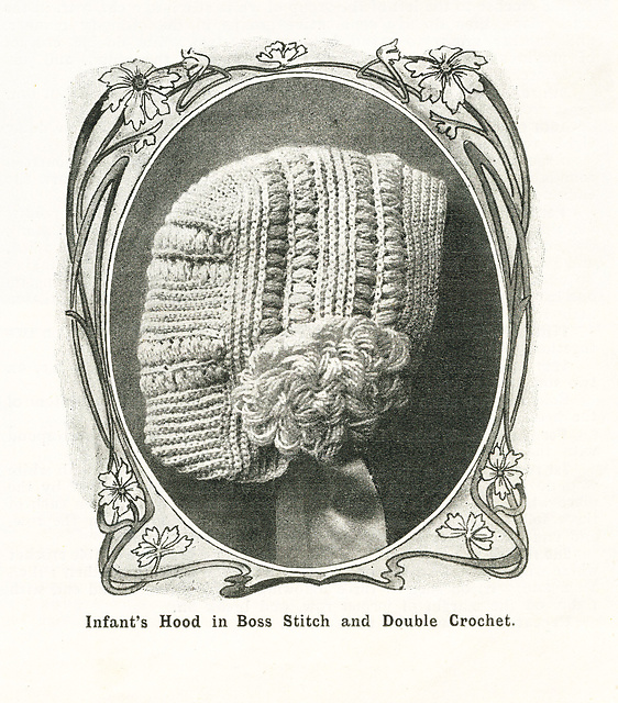 Infant's Hood in Boss Stitch and Double Crochet