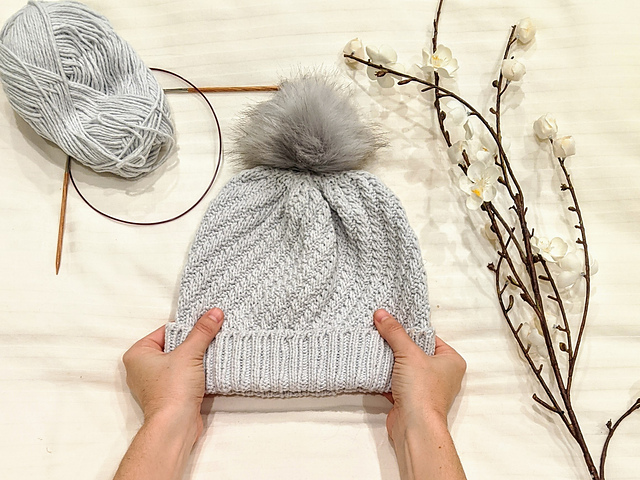 Diagonal Rib Stitch Hat