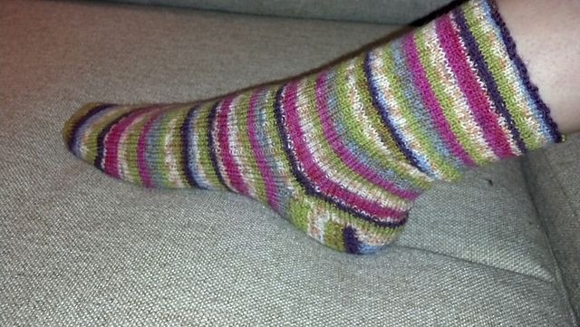 Ribbed Toe Up Socks