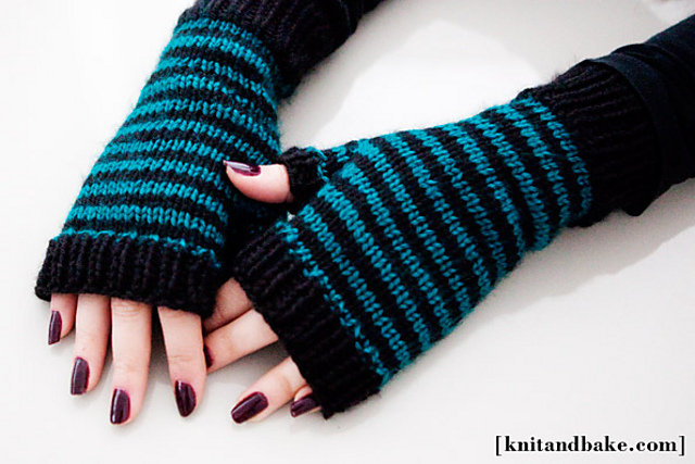 Striped Fingerless Gloves