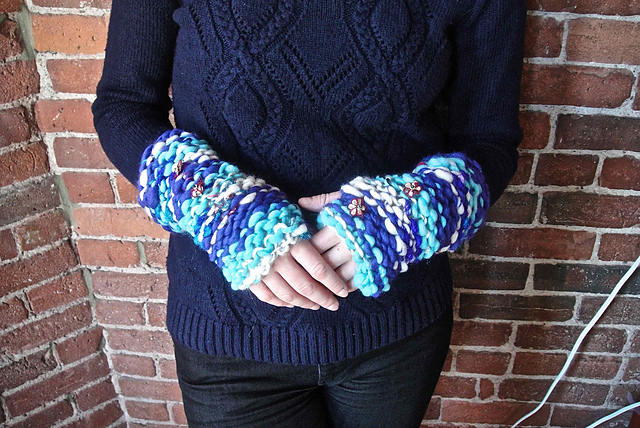 Knit Collage Fingerless Gloves