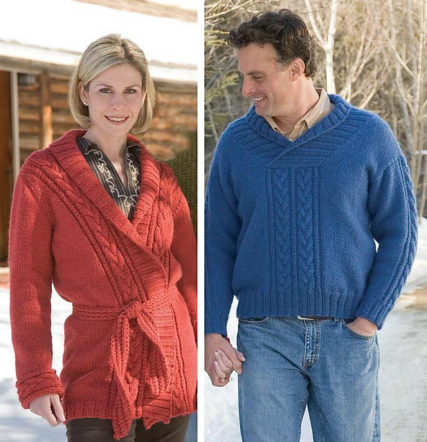 Cabled Coat and Pullover with Shawl Collar