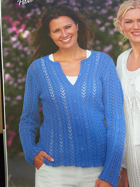 0504-21 BLUE CARDIGAN with CABLES