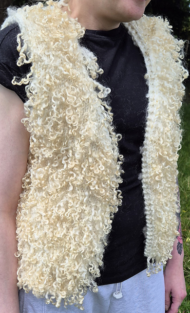 Knitted waistcoat with Wensleydale locks
