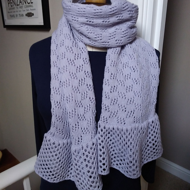 Lacy scarf with frilly ends