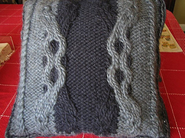 Cabled Pillow in Blue, The Mate