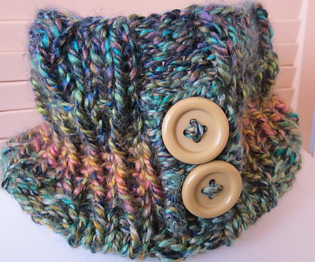 Button Tab Knit Neck Warmer