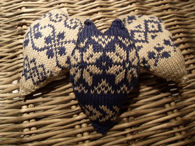 hearts with fair isle motifs