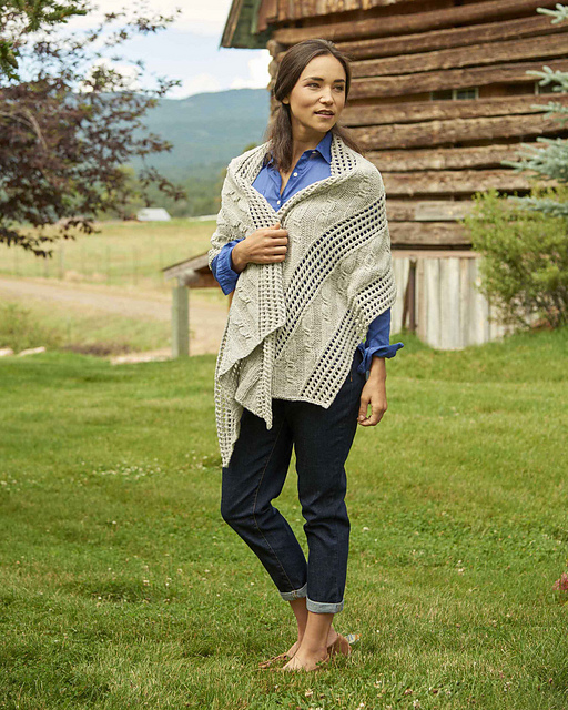 Bias Cable and Lace Stole