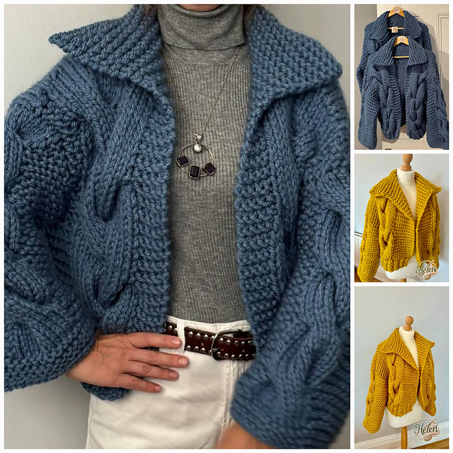 トップス SEEALL / HAND KNITTED CARDIGAN JACKET Ravelry: Cardigan Jacket with Cables and wide sleeves pattern by
