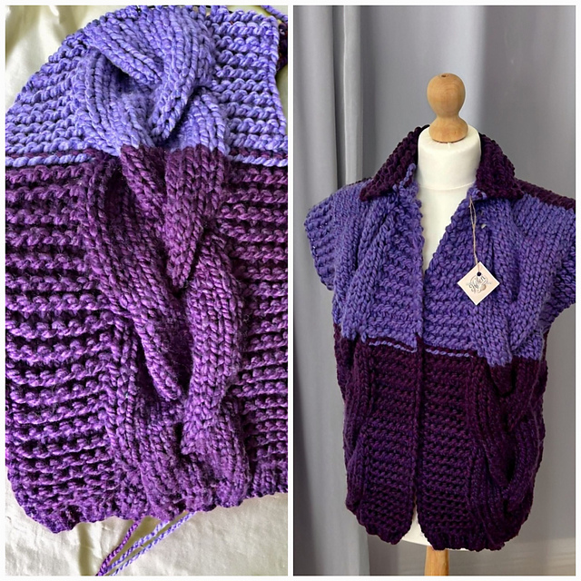 Multicolore chunky vest with Cables.