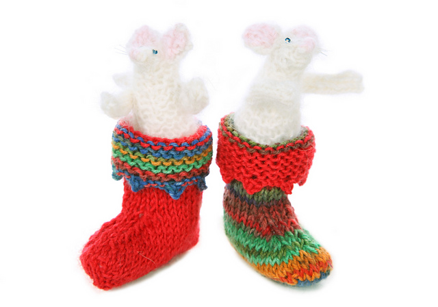 Christmas mousies in stockings
