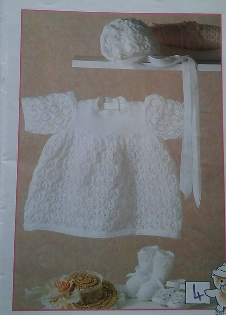 4. Lacy Dress Bonnet and Bootees