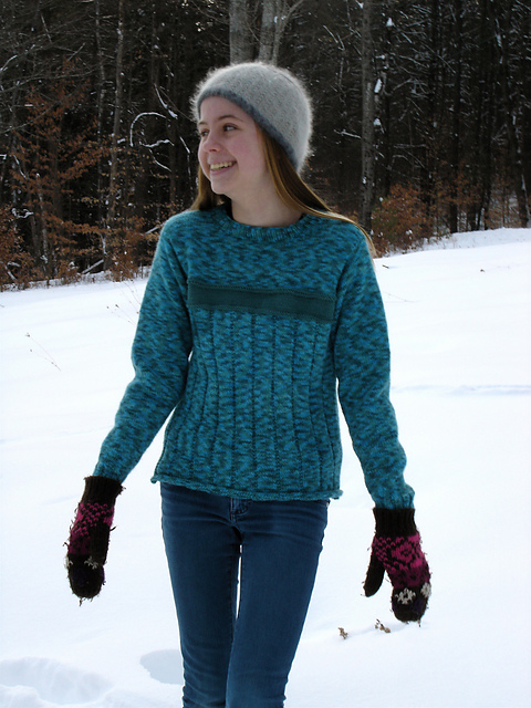 Ladies Contrast Stripe Sweater 