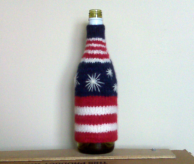 Festive Fourth Felted Wine Bottle Cozy