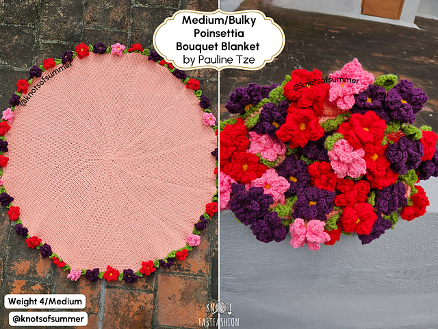 Medium/Bulky Poinsettia Bouquet Blanket