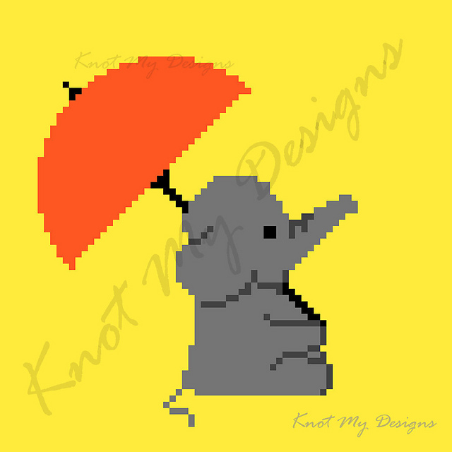 C2C Elephant Holding Umbrella Blanket Graph