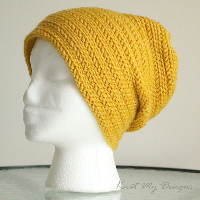 Canary Herringbone Slouch Beanie