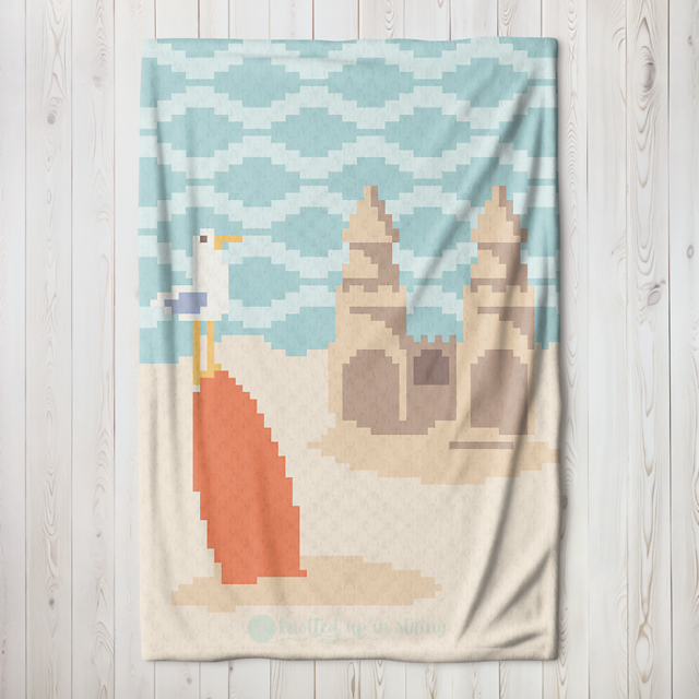 Sandcastles and Surfing C2C Blanket